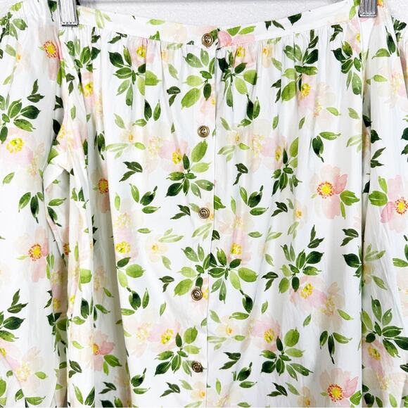 Never A Wallflower NWT Women’s Floral Print Button Back Off The Shoulder Top L - Picture 8 of 10